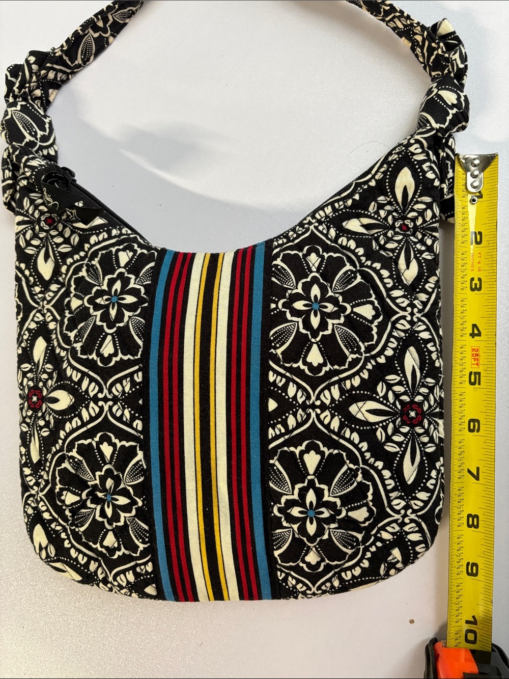 Vera Bradley Black & Cream Floral Shoulder Bag with Multicolor Stripe - Picture 7 of 7
